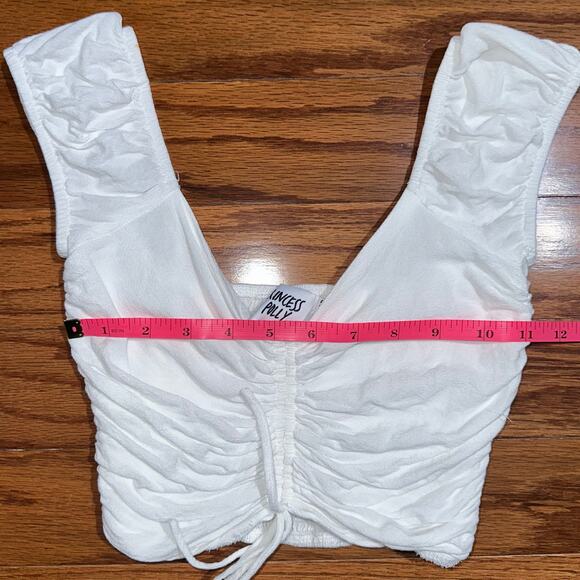 Princess Polly Darshan Cropped Cinched White Milkmaid Top Size 0 - Picture 11 of 14